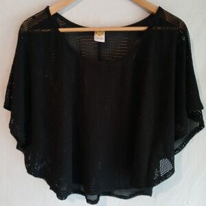 Black Mesh Size‎ Large Knit Butterfly Sleeve Top Swimsuit Cover Up